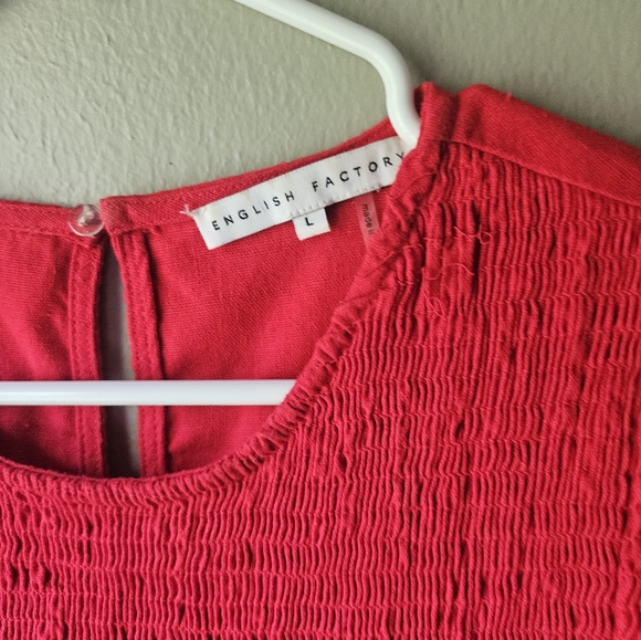 Large English Factory Red Smocked Dress - Picture 2 of 6